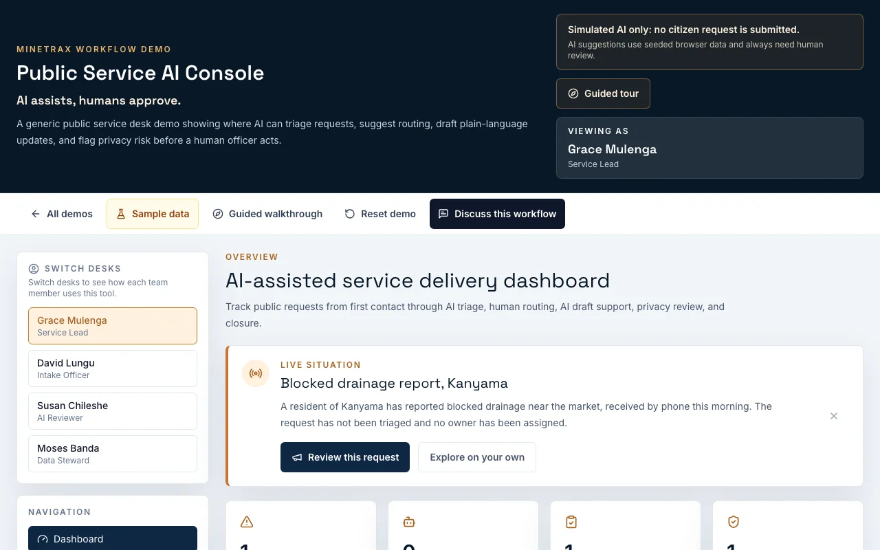 Public Service AI Console human review queue