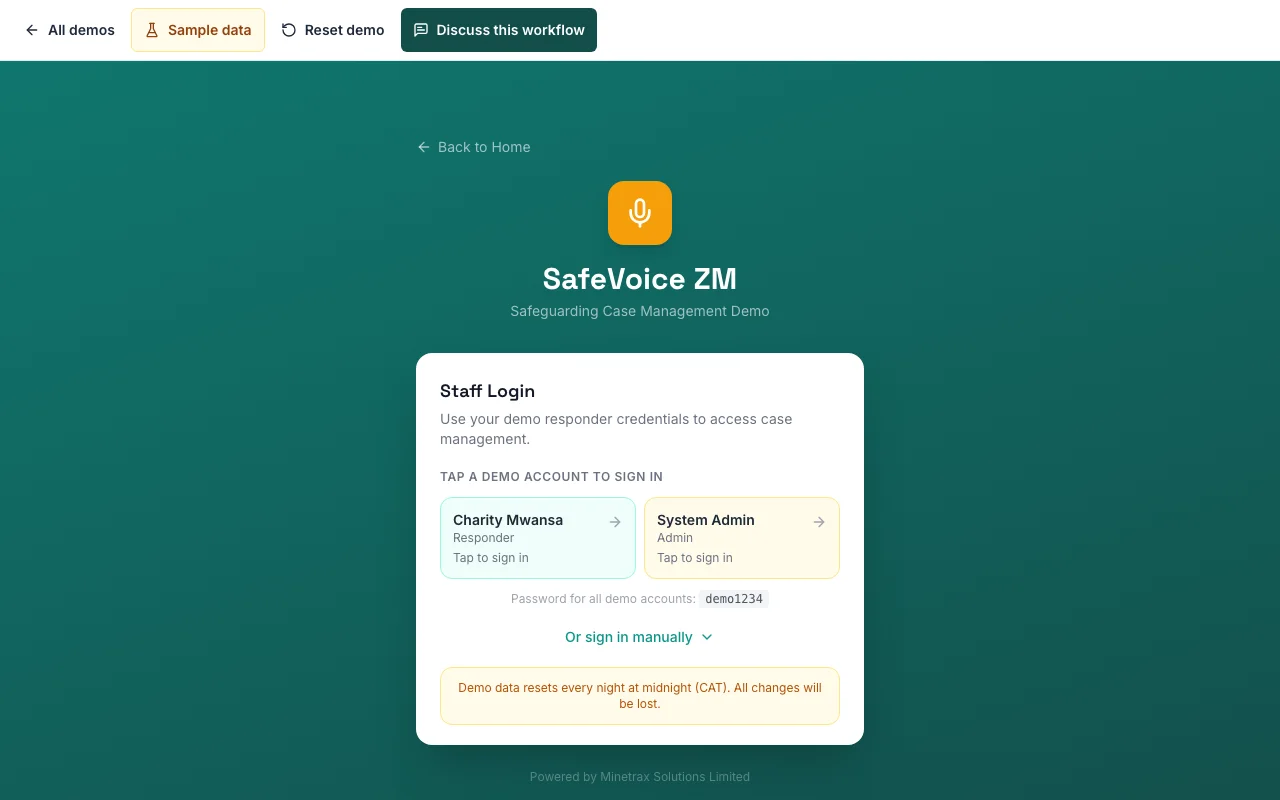 SafeVoice ZM sample report queue